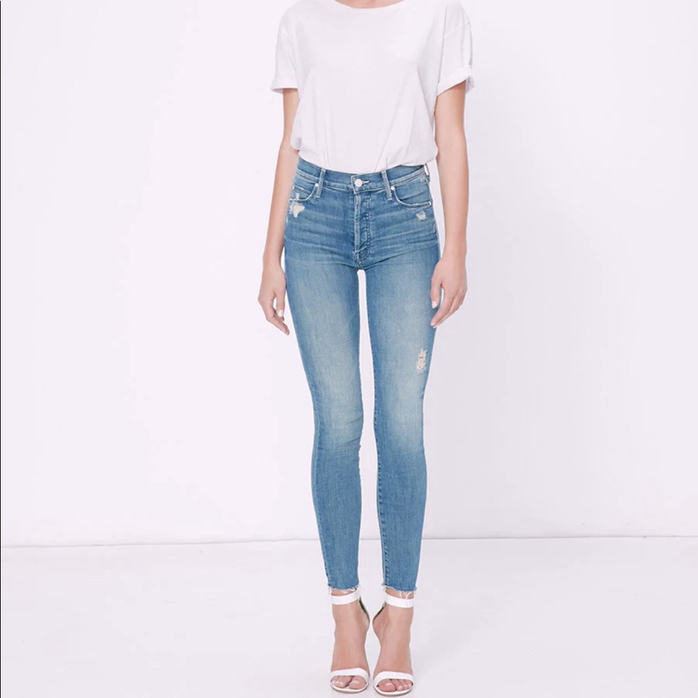 MOTHER Denim Unworn NWT The Stunner Ankle Fray in Graffiti Girl 25